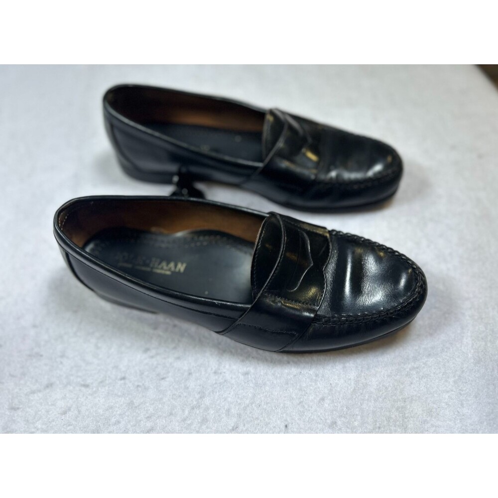Cole Haan Mens 10.5 D Black Leather Penny Loafers Dress Shoes Leather Sole